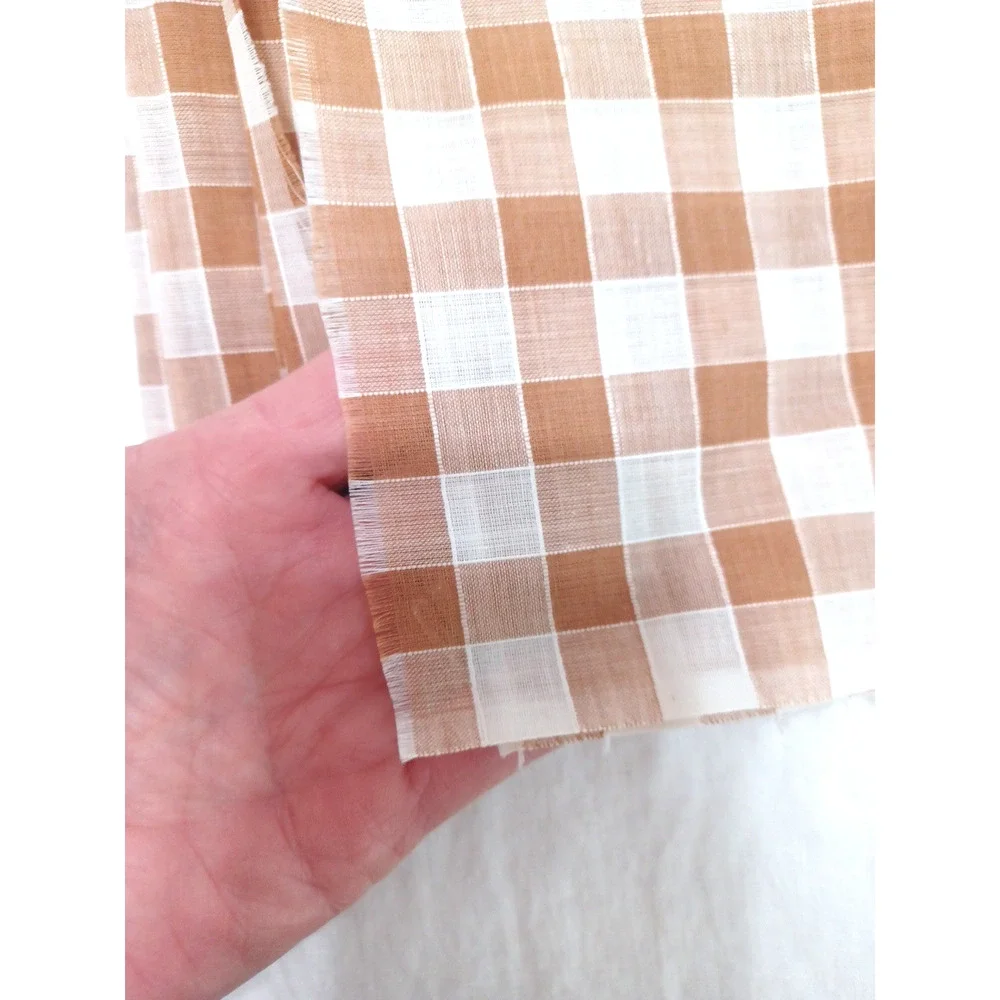 Brown and White Check Lightweight Cotton Blend Fabric 1 Pc 3 1/2 Yards x 43